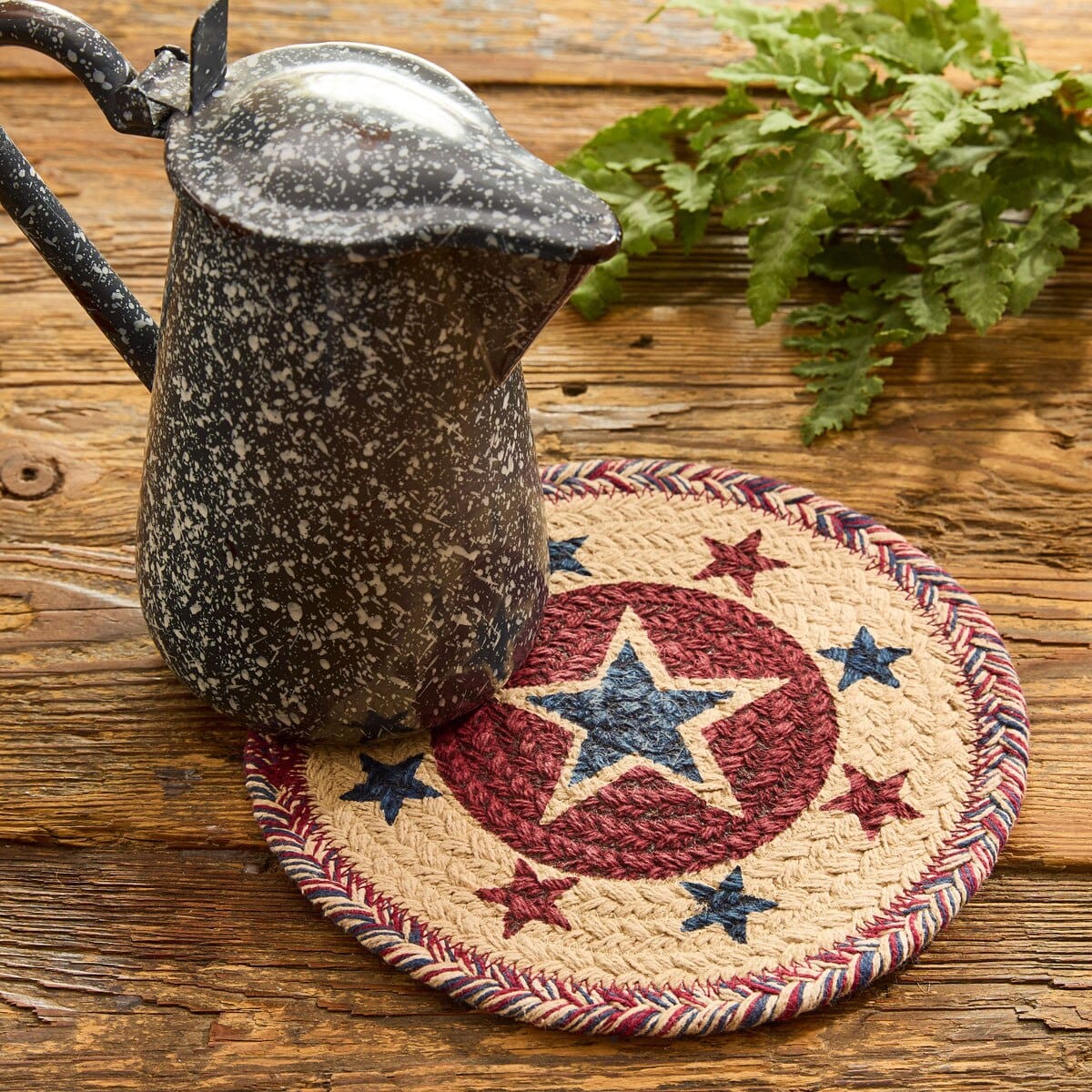Park Designs Trivet American Star Braided & Printed Trivet 8" Diameter Round Set of 2