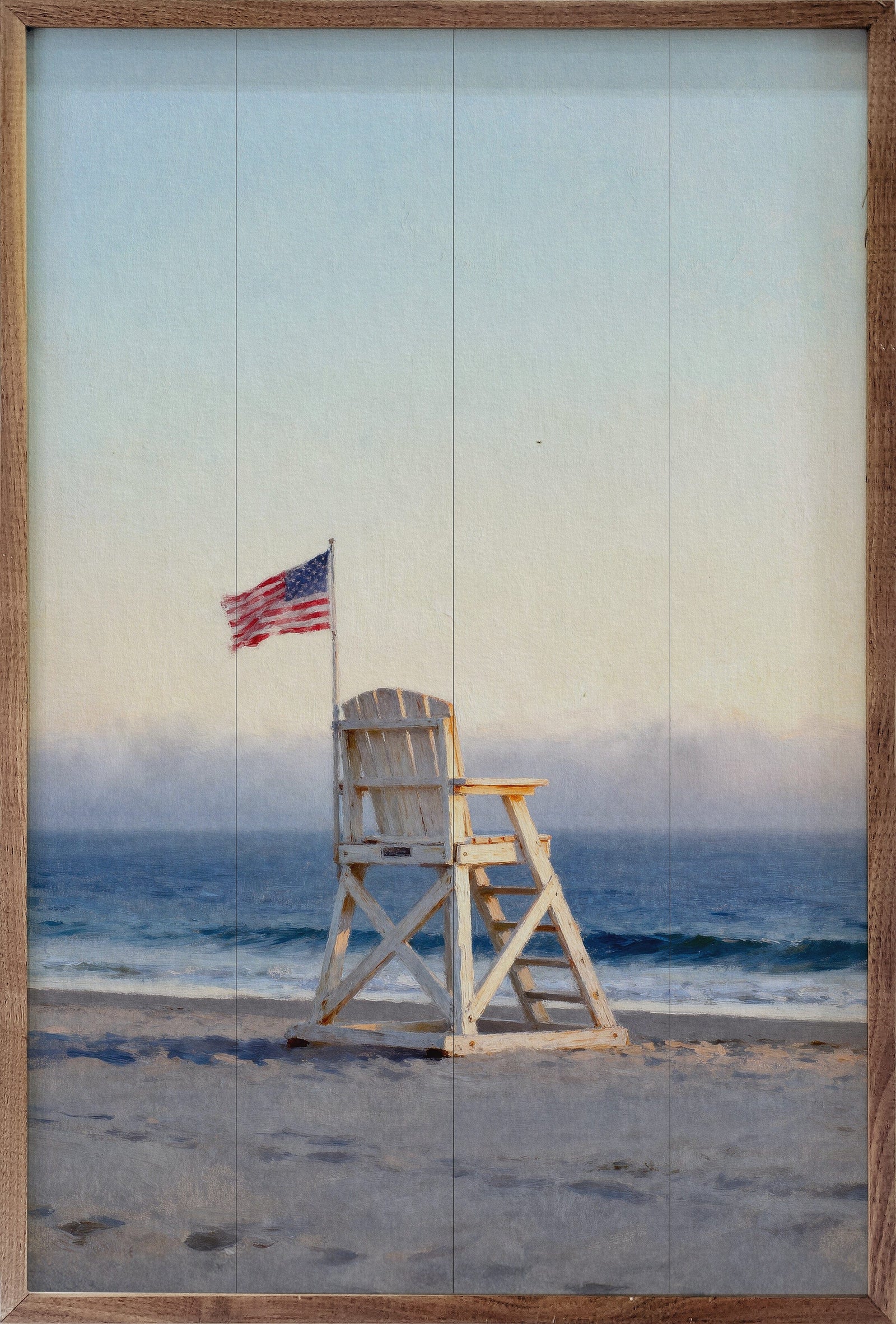 Kendrick Home Walnut Frames Sizes Americana Lifeguard Chair Printed and Framed Wall Sign