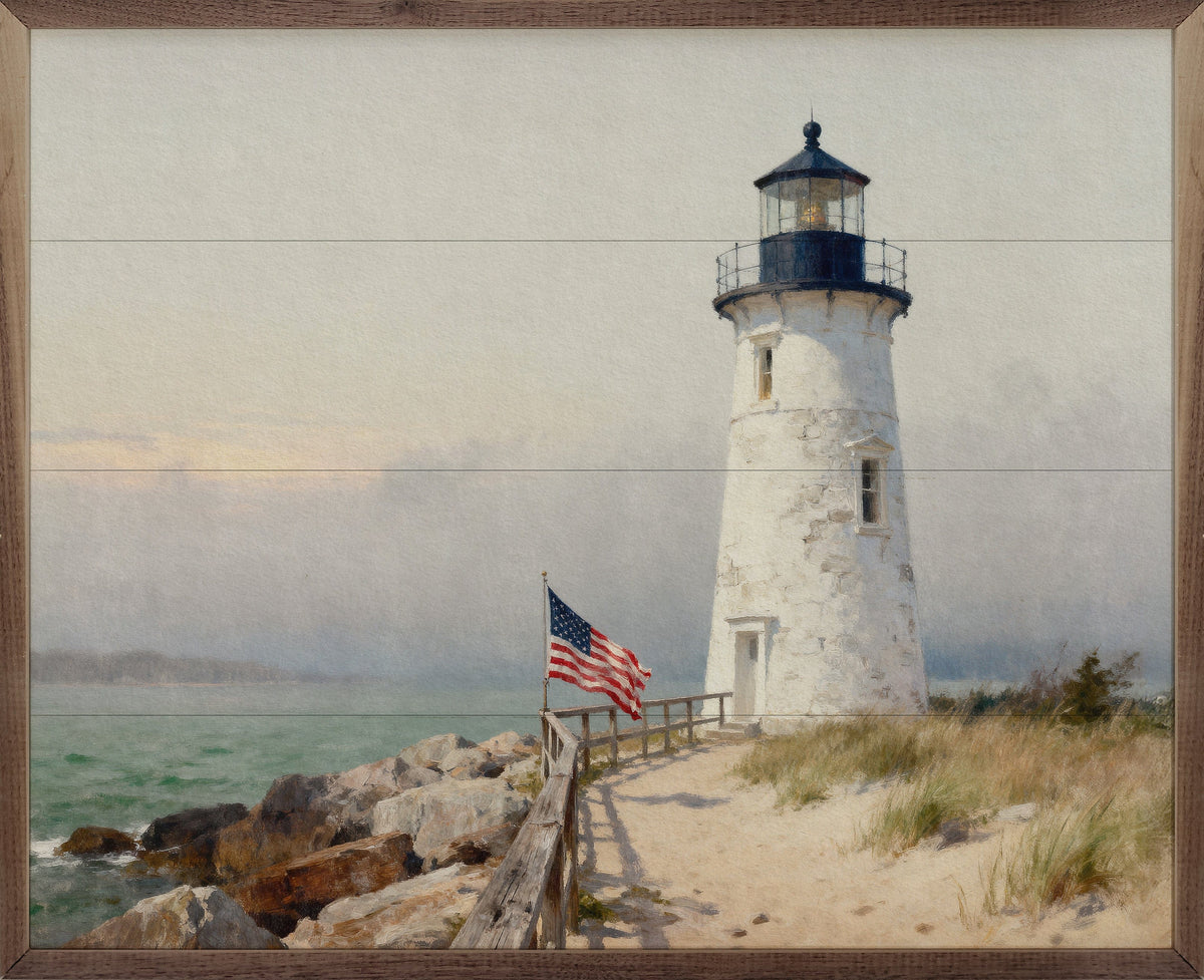 Americana Lighthouse Printed and Framed Wall Sign