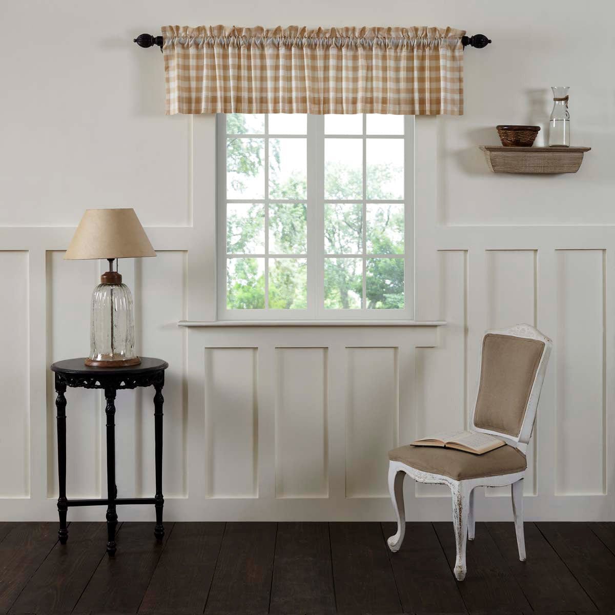 Annie Buffalo Check In Tan Valance 16" x 72" Lined-V H C Brands-The Village Merchant