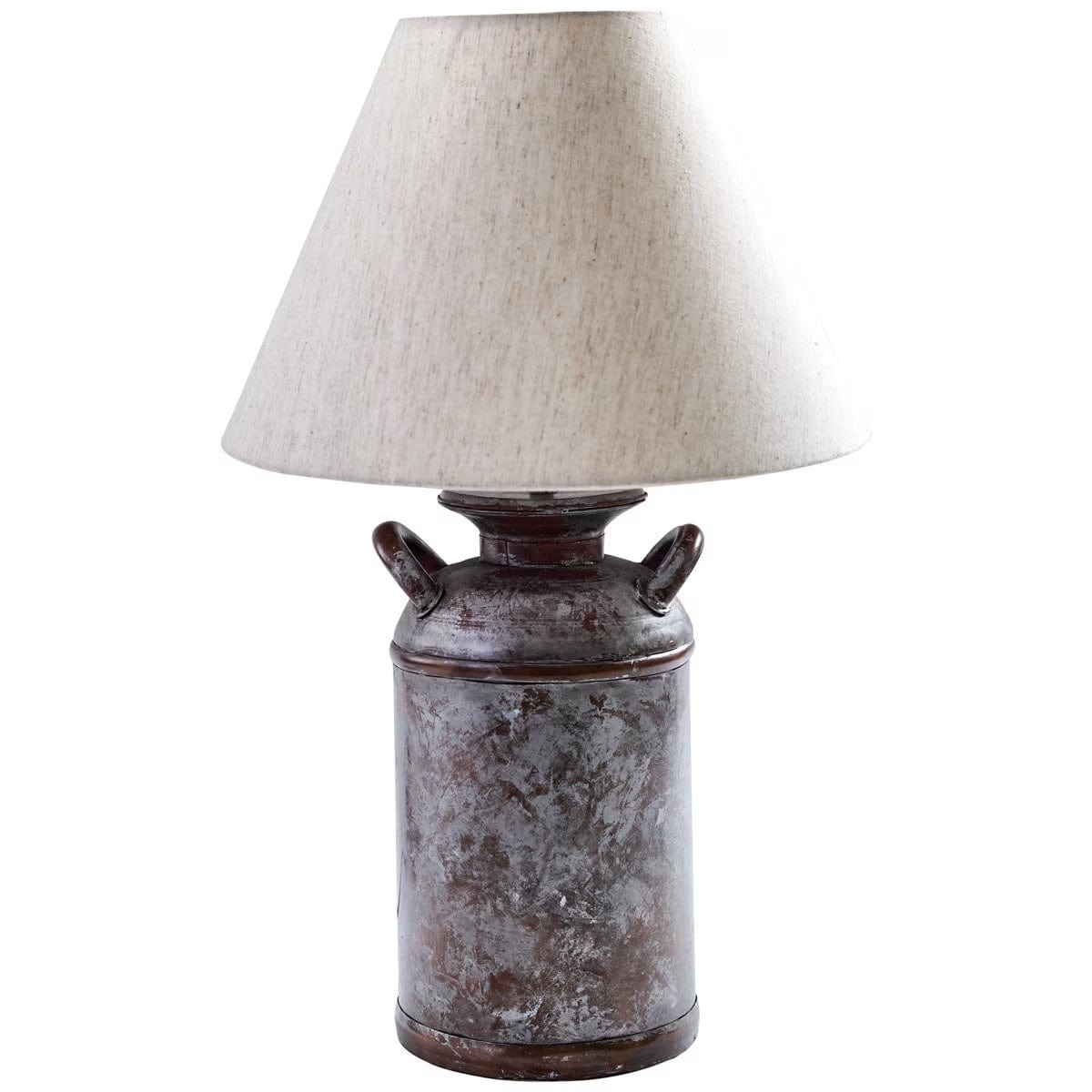 Antique Galvanized Milk Can Table Lamp With Lamp Shade