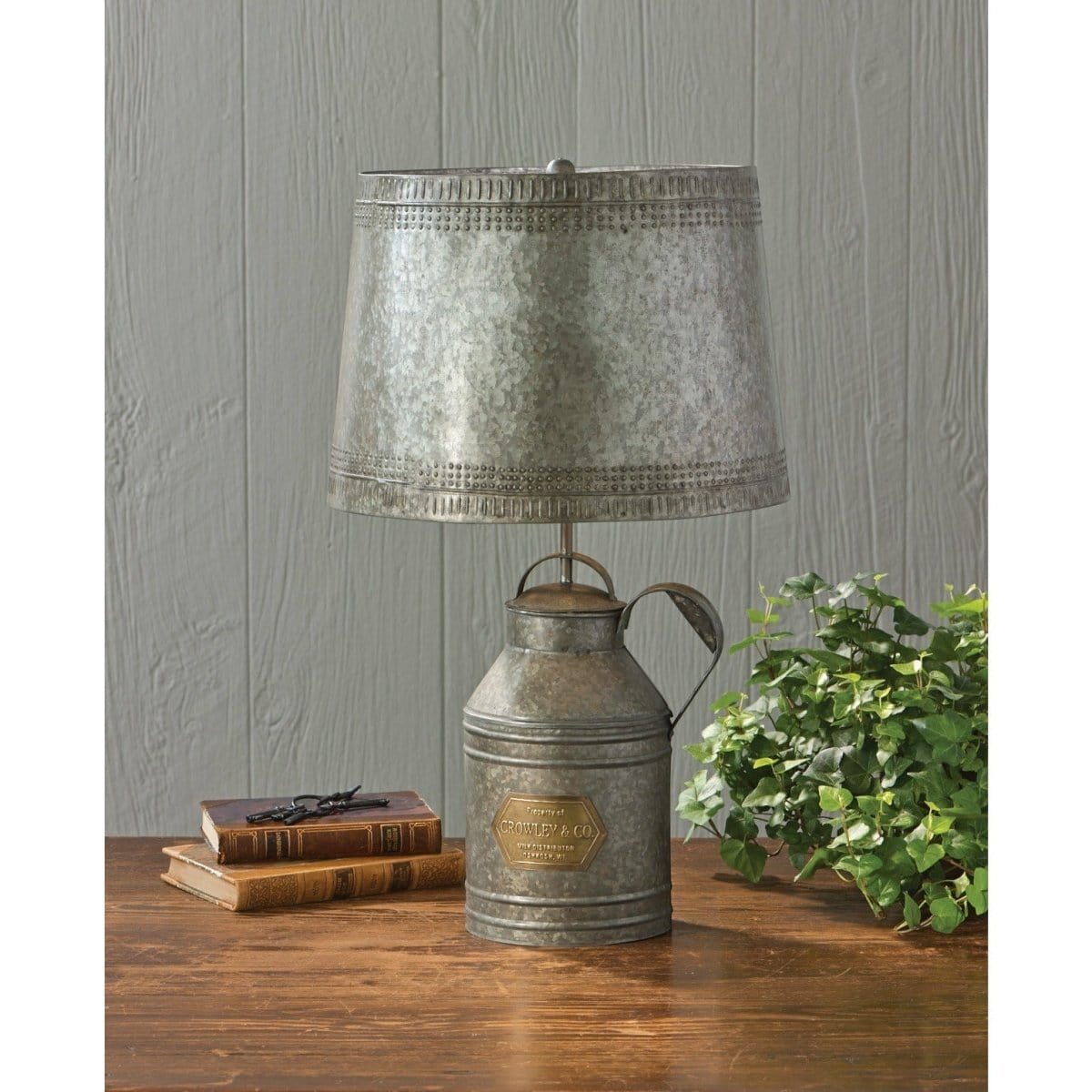 Antique MilkCan Lamp With Tin Shade Table Lamp-Park Designs-The Village Merchant