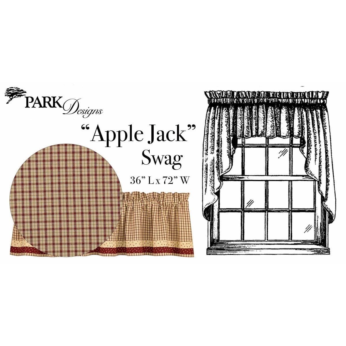Apple Jack Swag Pair 36" Long Unlined-Park Designs-The Village Merchant
