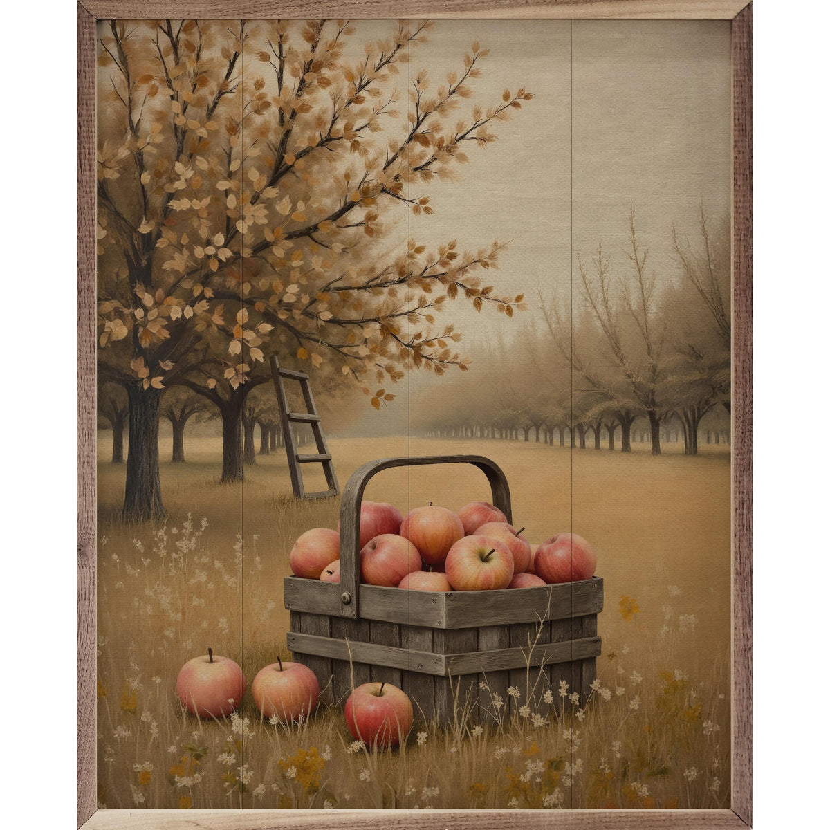 Kendrick Home Walnut Frames 8x10 Apple Orchard Printed and Framed Wall Sign