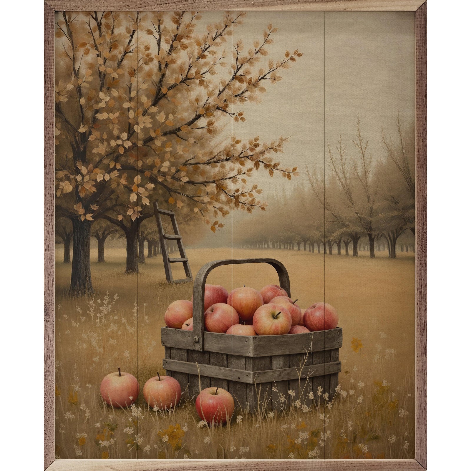 Kendrick Home Walnut Frames 8x10 Apple Orchard Printed and Framed Wall Sign