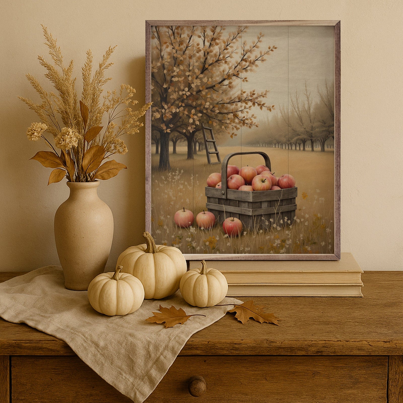 Kendrick Home Walnut Frames 8x10 Apple Orchard Printed and Framed Wall Sign