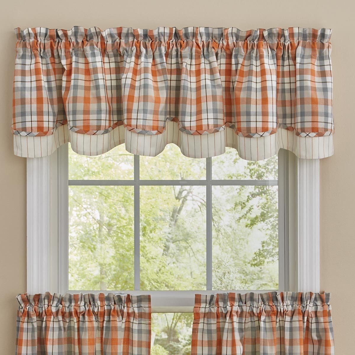 Apricot & Stone Layered Valance Lined-Park Designs-The Village Merchant