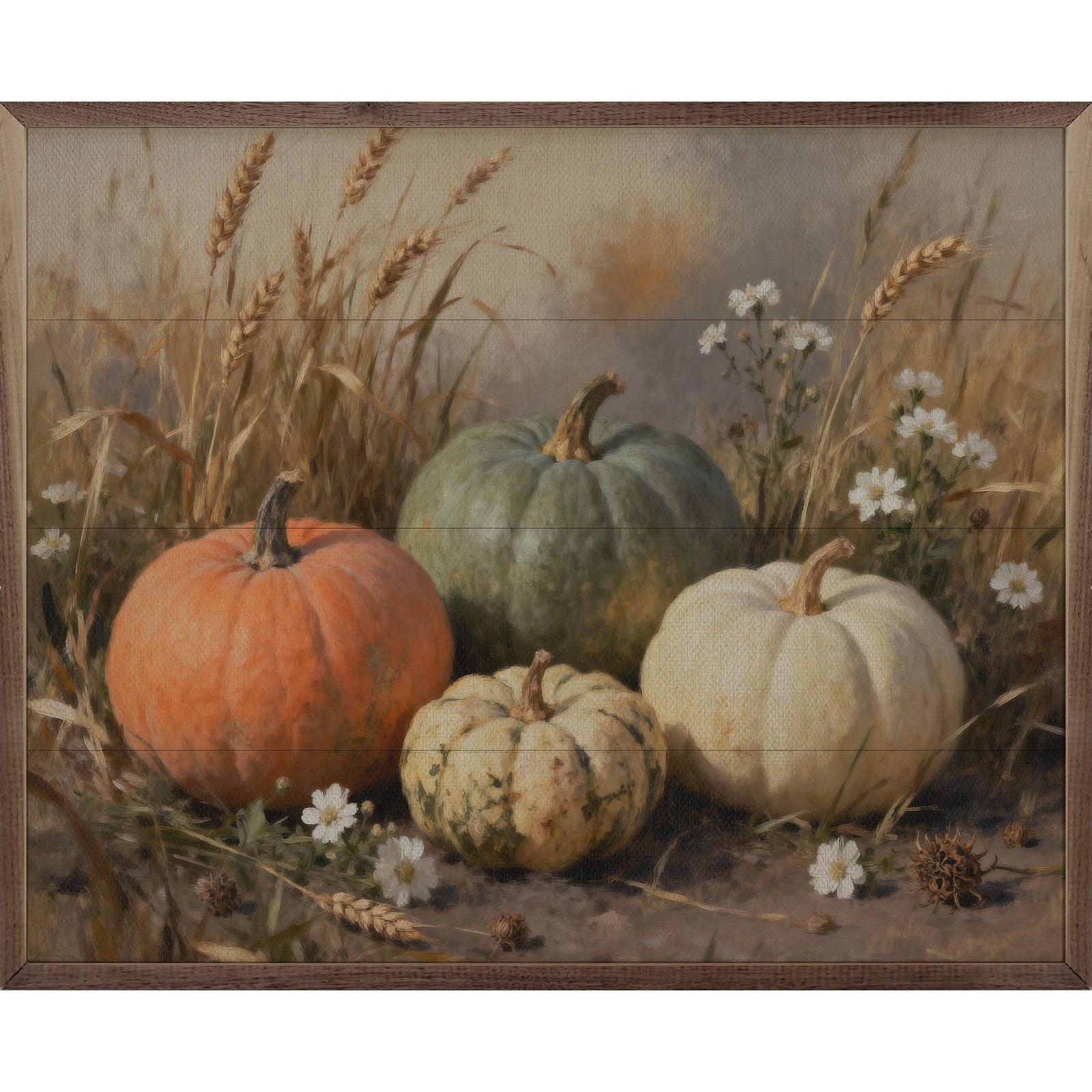 Kendrick Home Walnut Frames 10x8 Assorted Pumpkins Printed and Framed Wall Sign