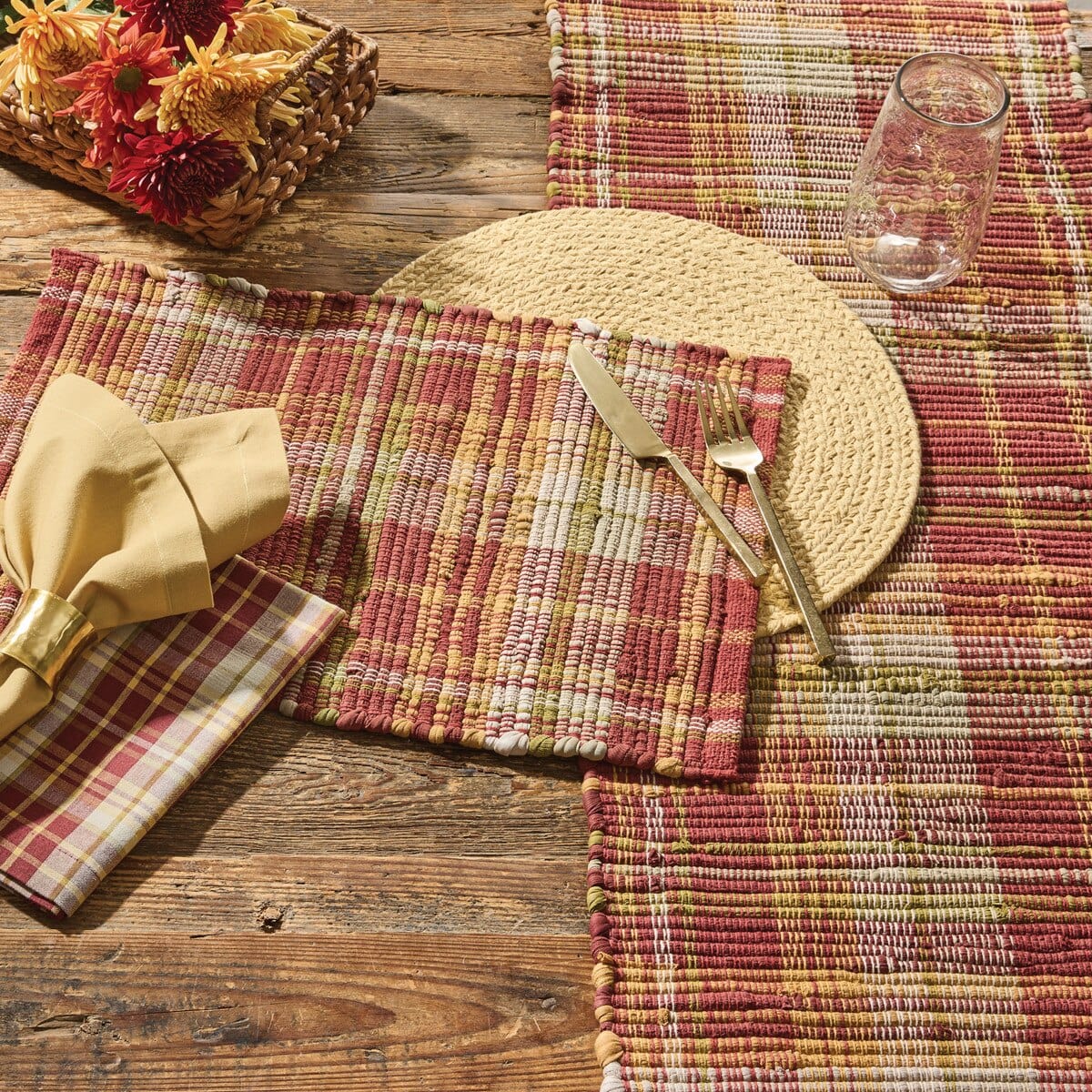 Astor Plaid Chindi Table Runner 54'' Long