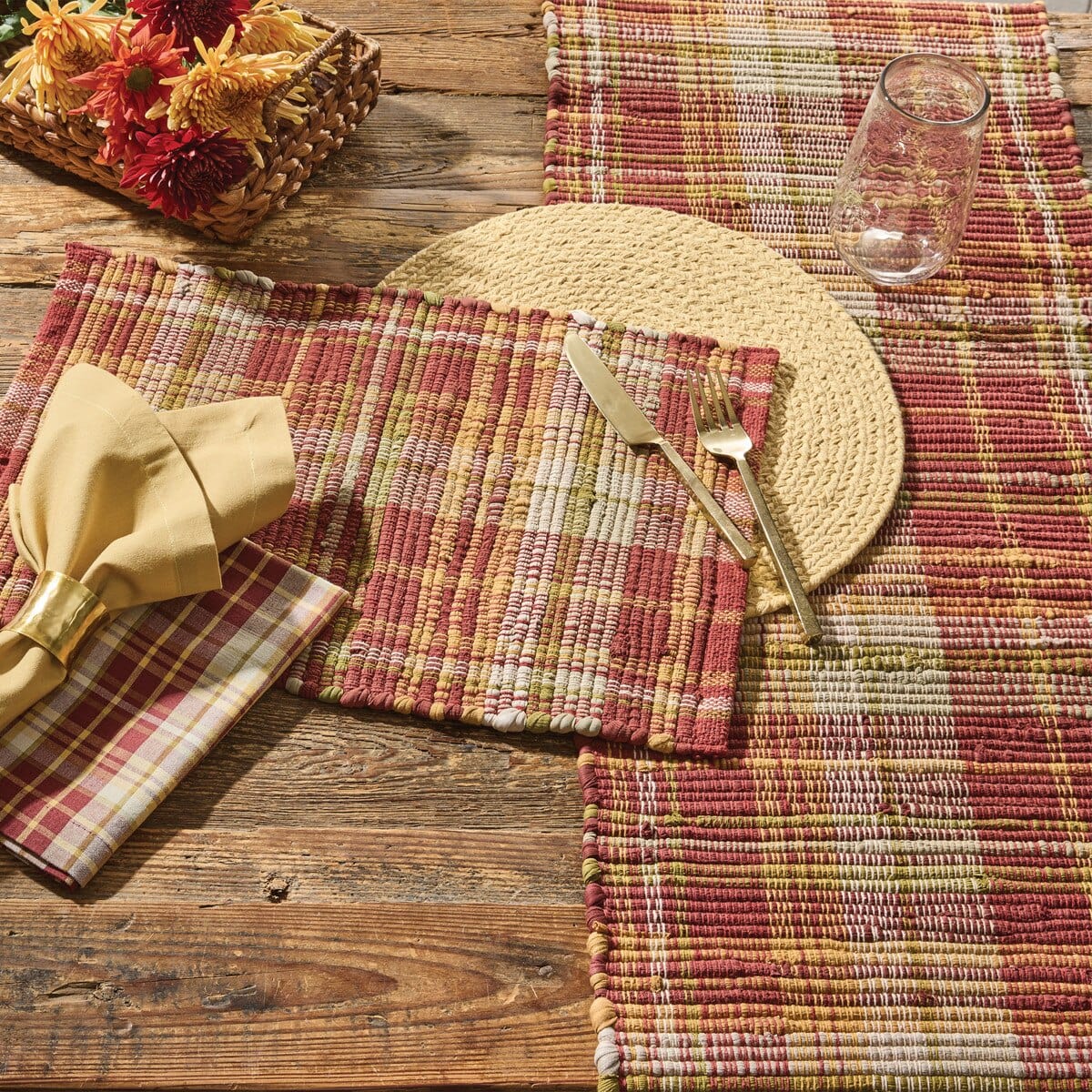 Astor Plaid Chindi Table Runner 72" Long