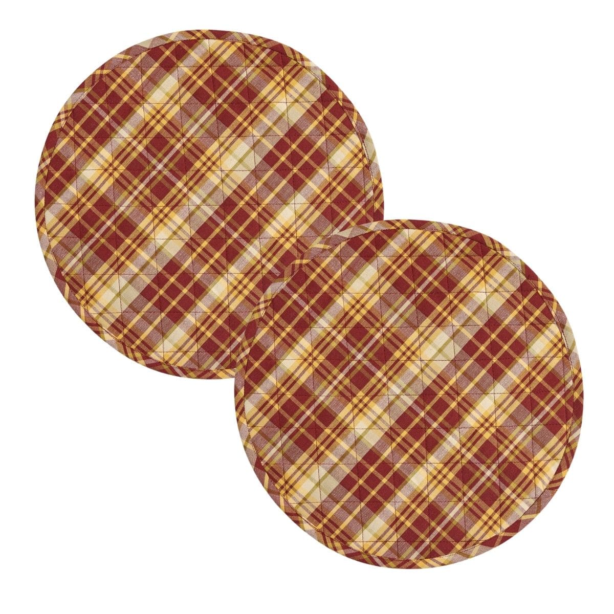 Astor Plaid Quilted Placemat Round Set of 2
