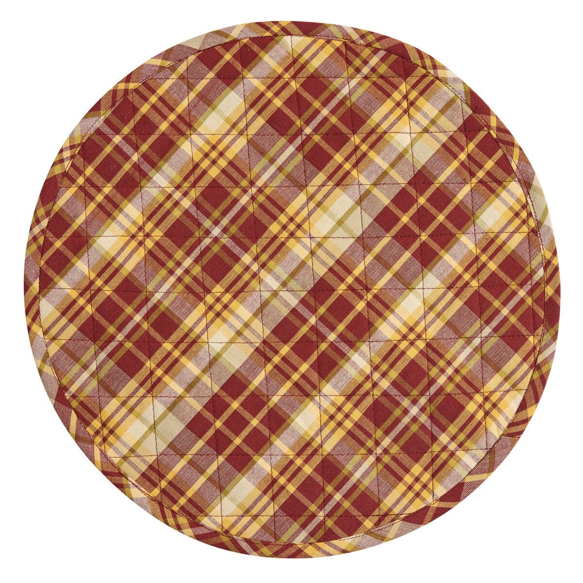 Astor Plaid Quilted Placemat Round Set of 2