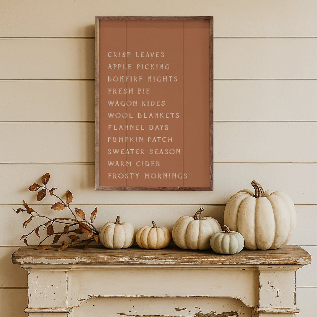 Kendrick Home Walnut Frames Autumn Activities List Printed and Framed Wall Sign