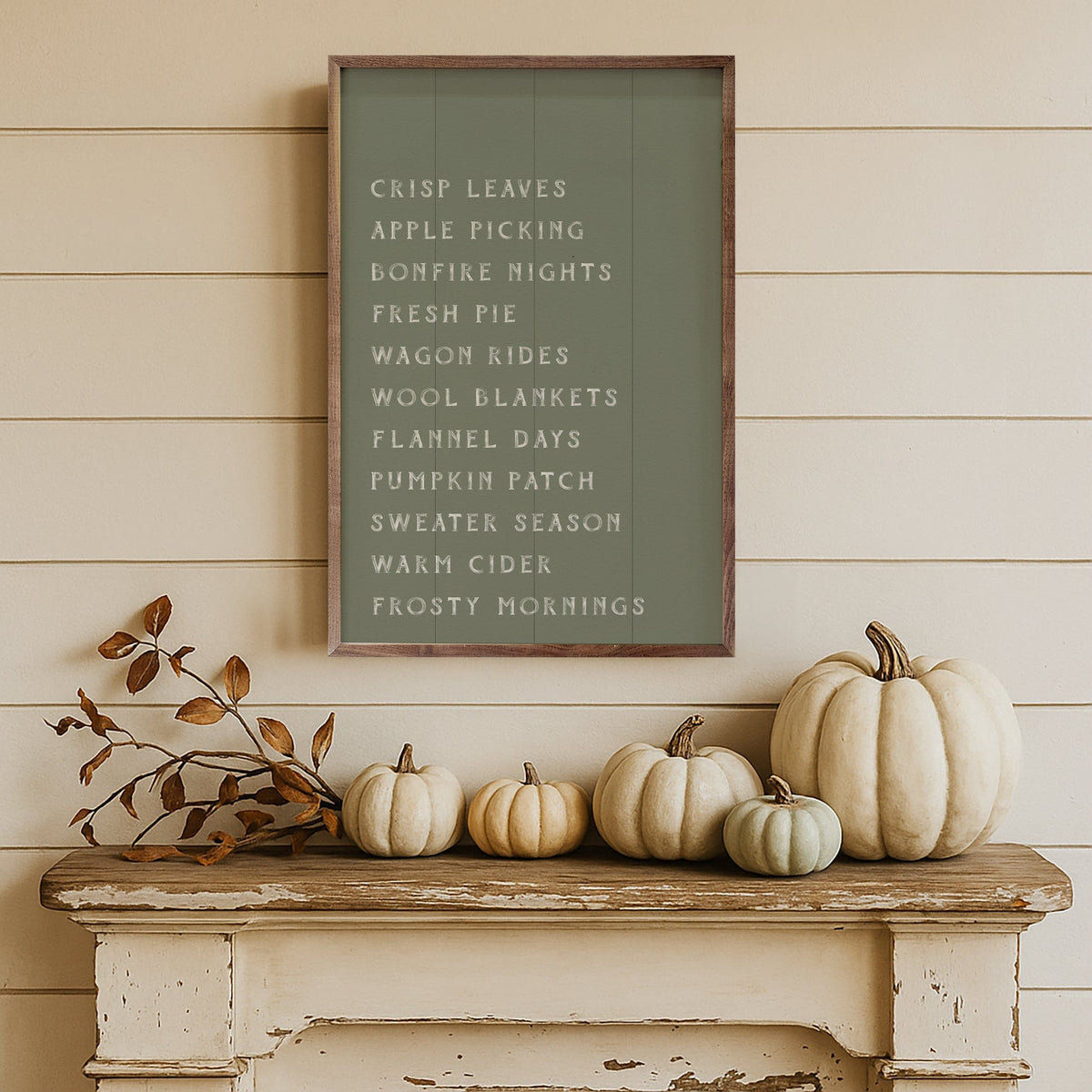 Kendrick Home Walnut Frames Autumn Activities List Printed and Framed Wall Sign