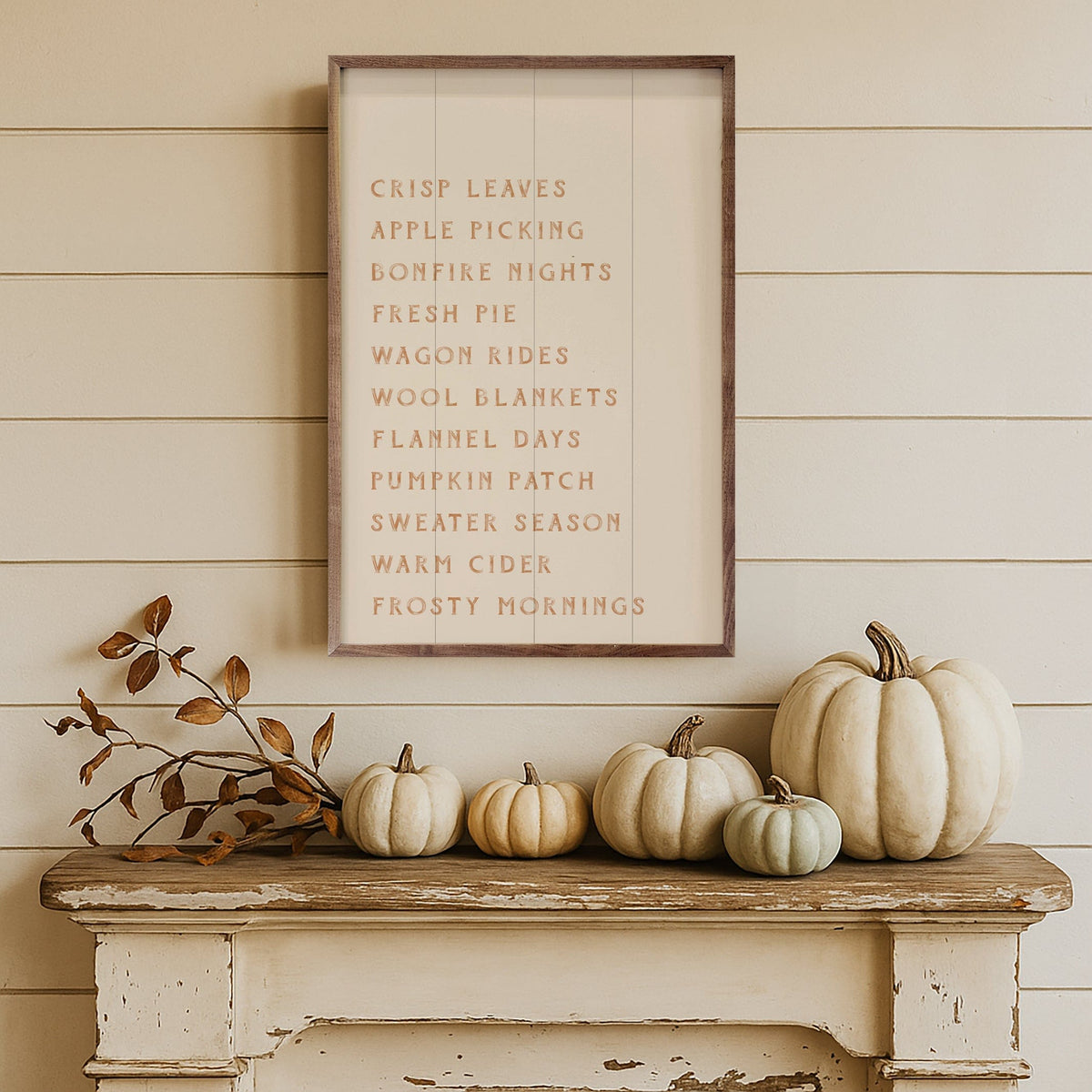 Kendrick Home Walnut Frames Autumn Activities List Printed and Framed Wall Sign