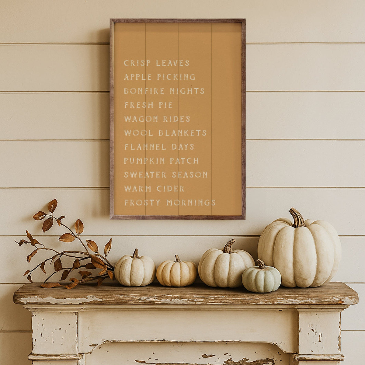 Kendrick Home Walnut Frames Autumn Activities List Printed and Framed Wall Sign