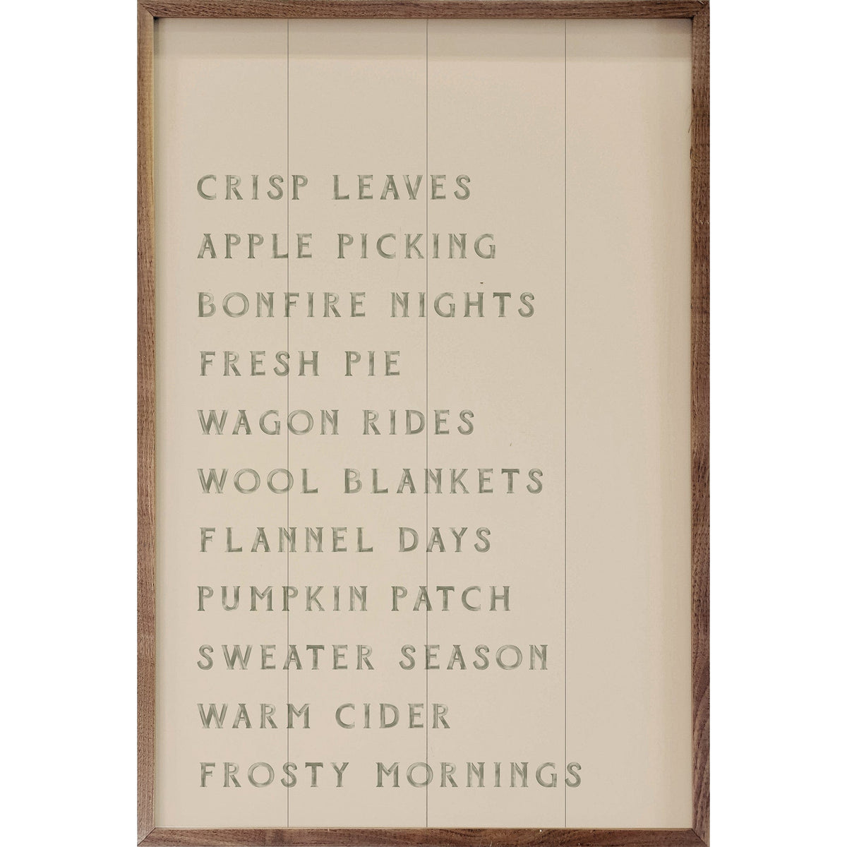 Kendrick Home Walnut Frames 5x8 / WHITE GN Autumn Activities List Printed and Framed Wall Sign