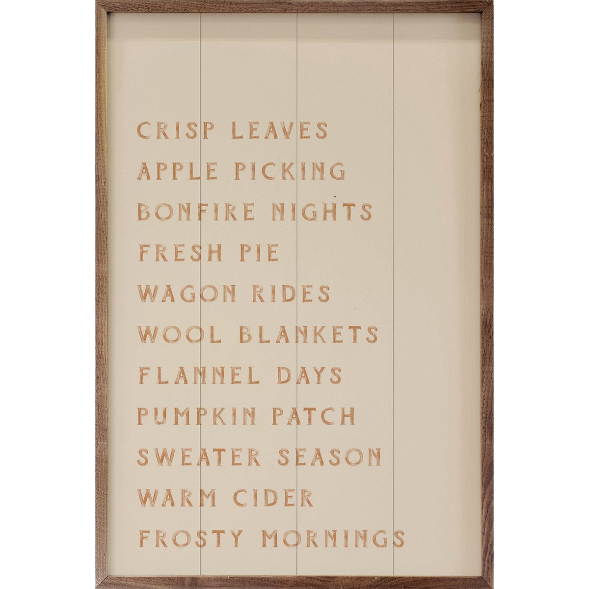 Kendrick Home Walnut Frames 5x8 / WHITE OR Autumn Activities List Printed and Framed Wall Sign