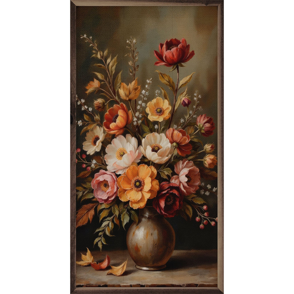 Kendrick Home Walnut Frames 8x16 Autumn Bouquet Printed and Framed Wall Sign