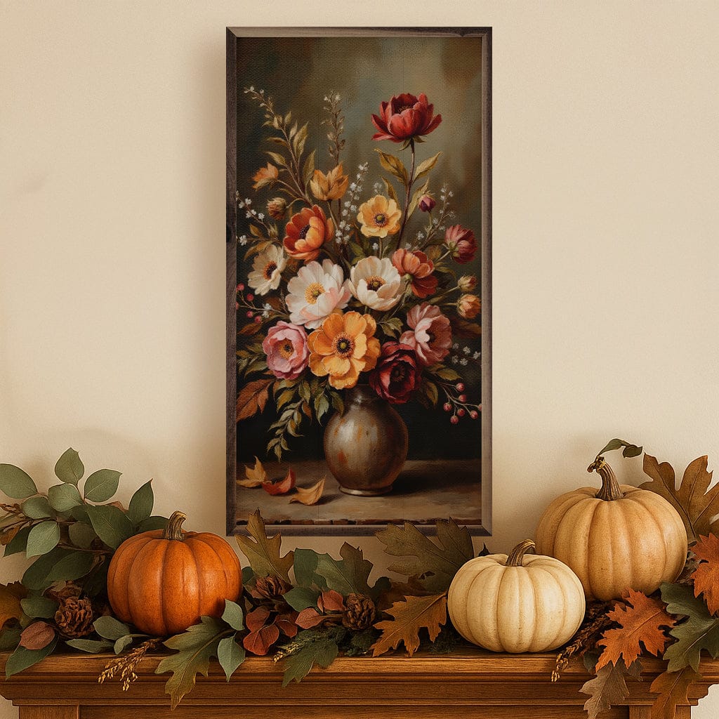 Kendrick Home Walnut Frames Autumn Bouquet Printed and Framed Wall Sign