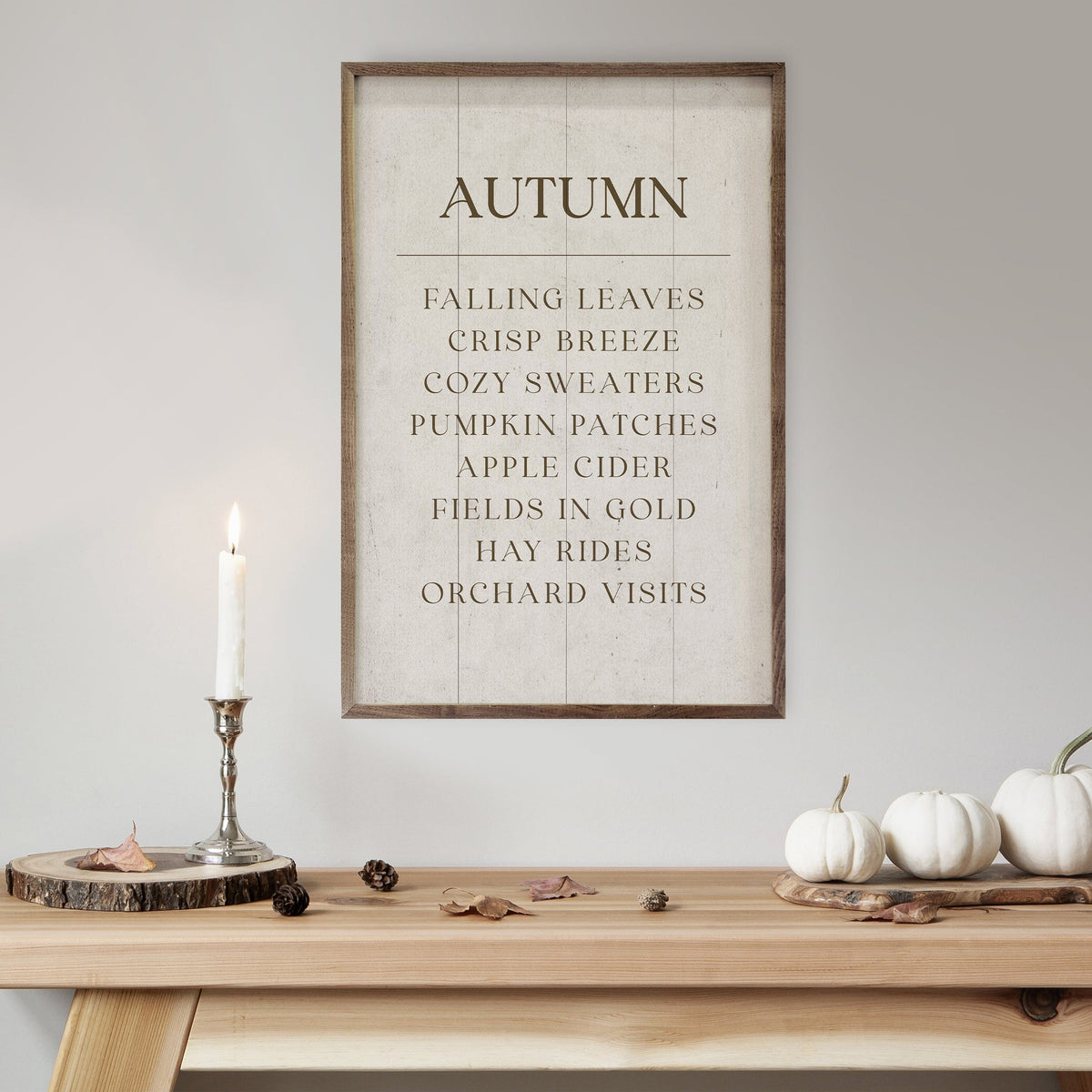 Kendrick Home Walnut Frames Autumn Comforts Printed and Framed Wall Sign