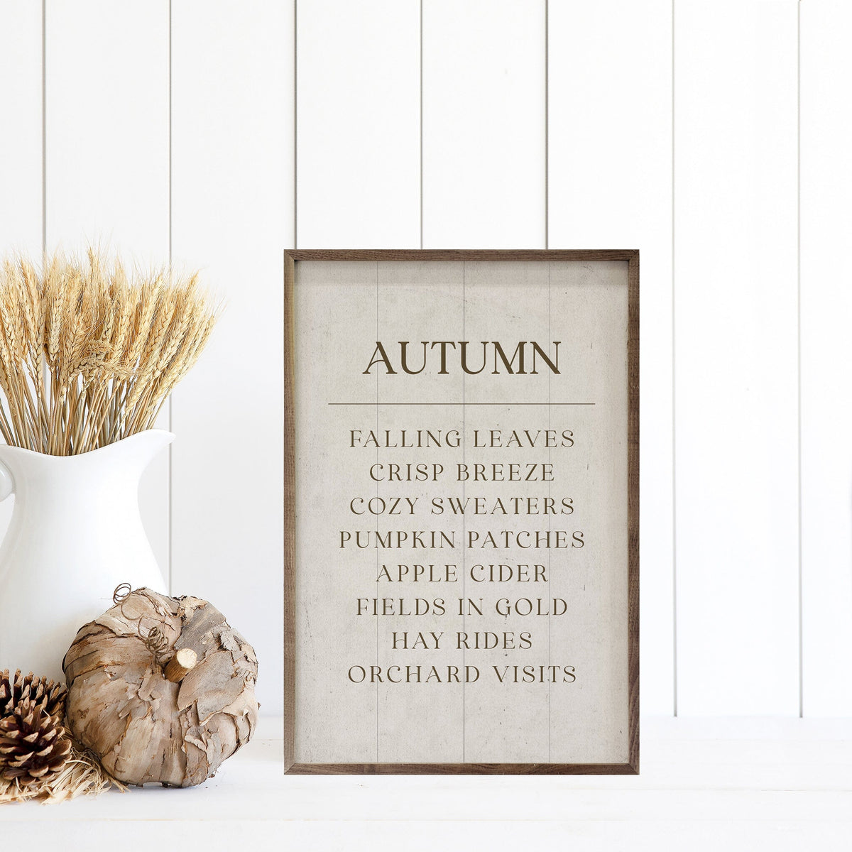 Kendrick Home Walnut Frames Autumn Comforts Printed and Framed Wall Sign