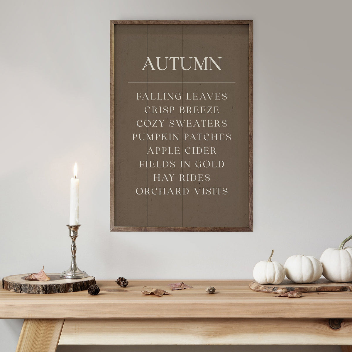 Kendrick Home Walnut Frames Autumn Comforts Printed and Framed Wall Sign