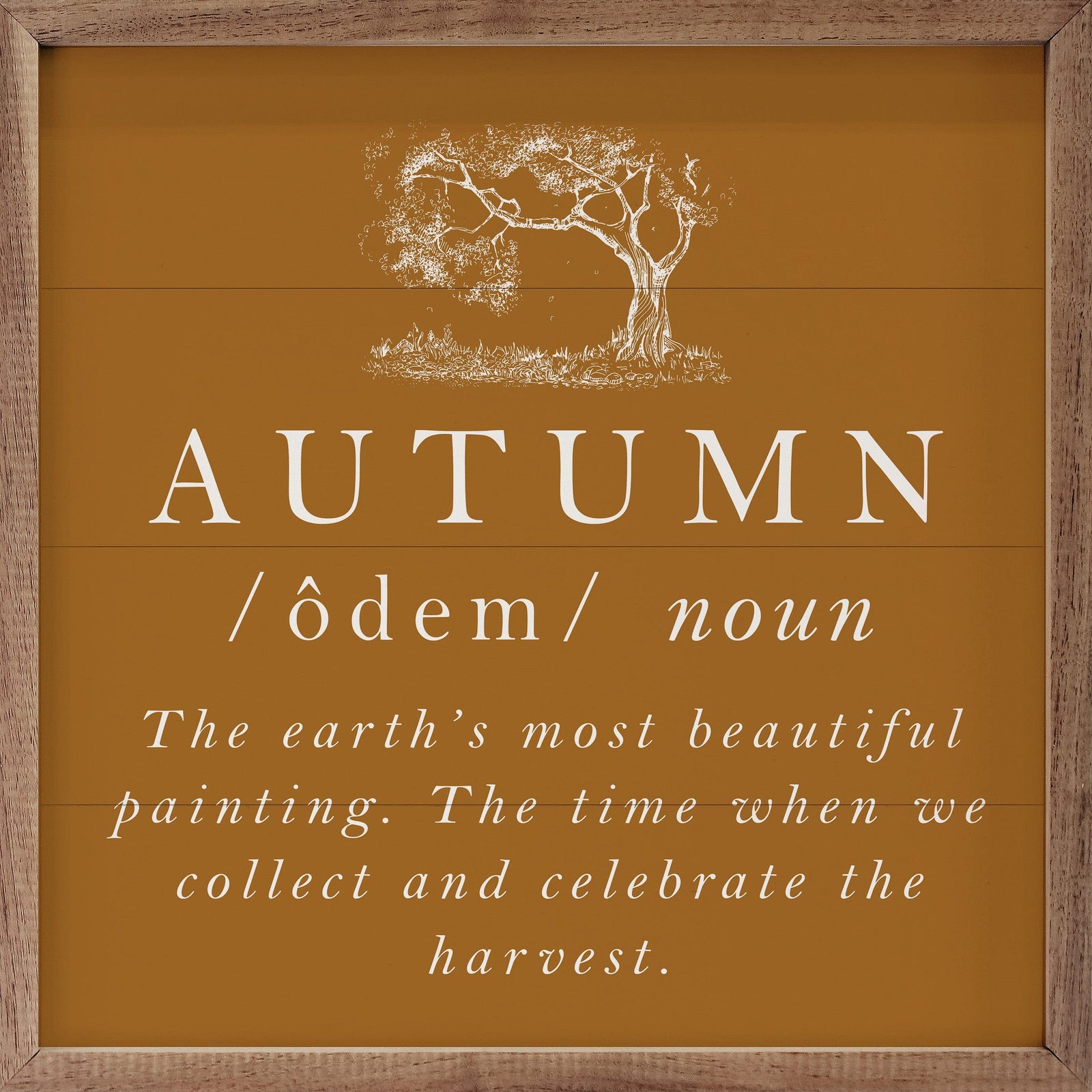 Kendrick Home Walnut Frames 4x4 Autumn Definition Tree Gold Printed and Framed Wall Sign