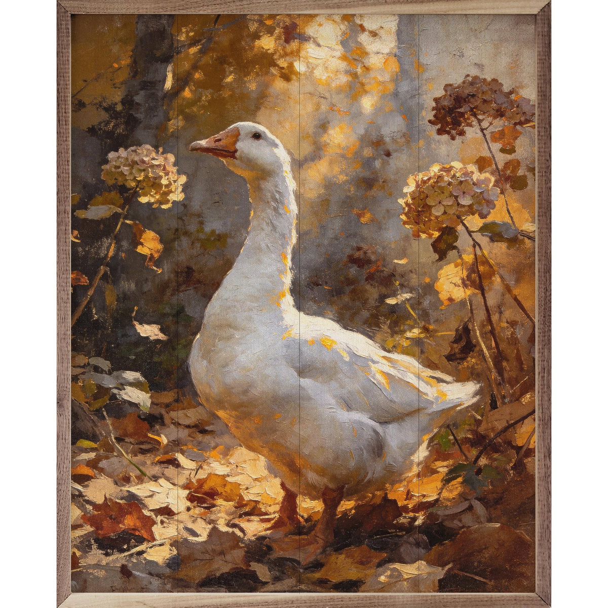 Kendrick Home Walnut Frames 8x10 Autumn Garden Goose Printed and Framed Wall Sign