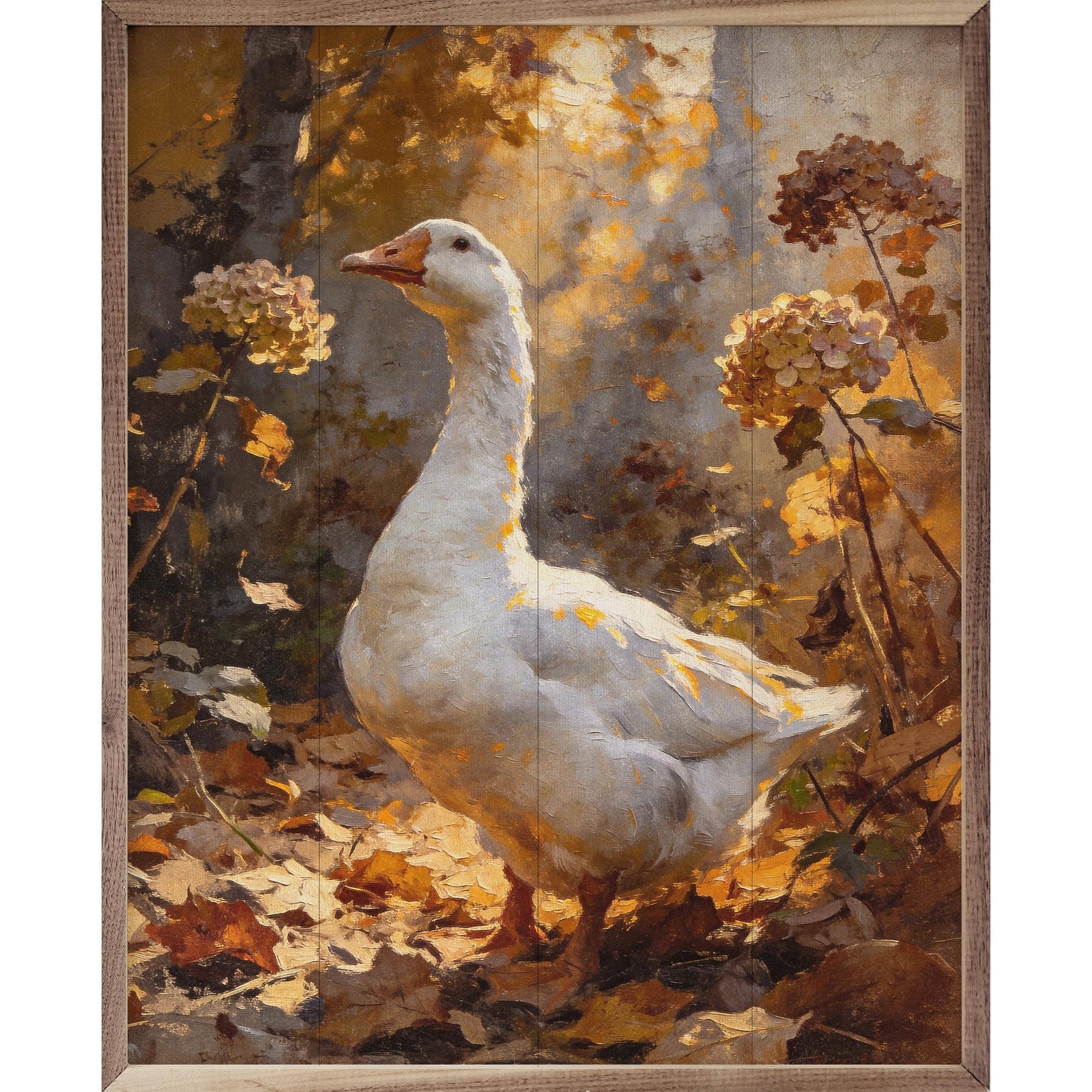 Kendrick Home Walnut Frames 8x10 Autumn Garden Goose Printed and Framed Wall Sign