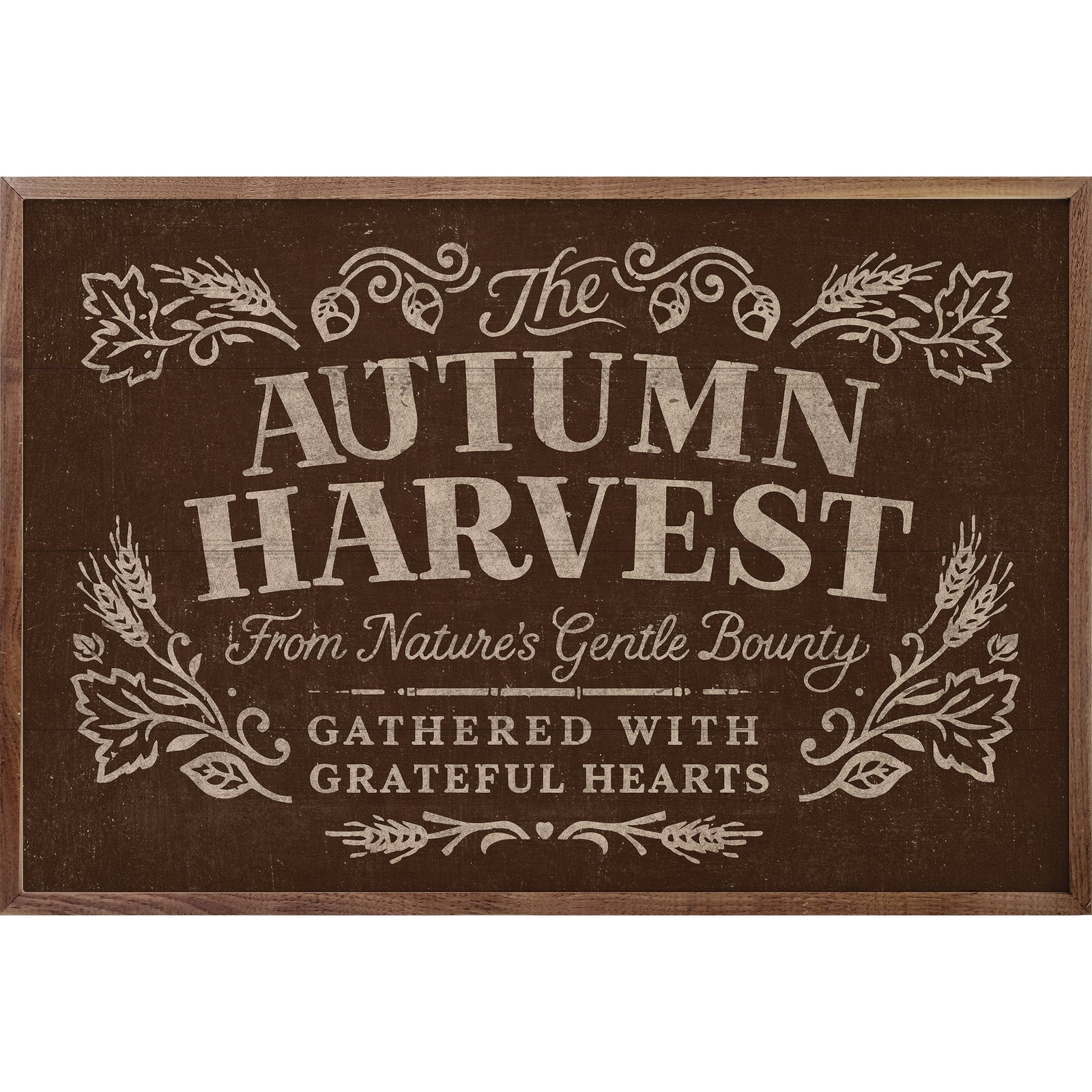 Kendrick Home Walnut Frames 8x5 Autumn Harvest Brown Printed and Framed Wall Sign