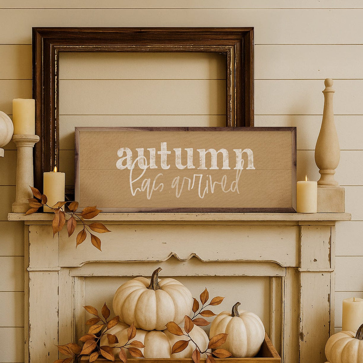 Kendrick Home Walnut Frames Autumn Has Arrived Printed and Framed Wall Sign
