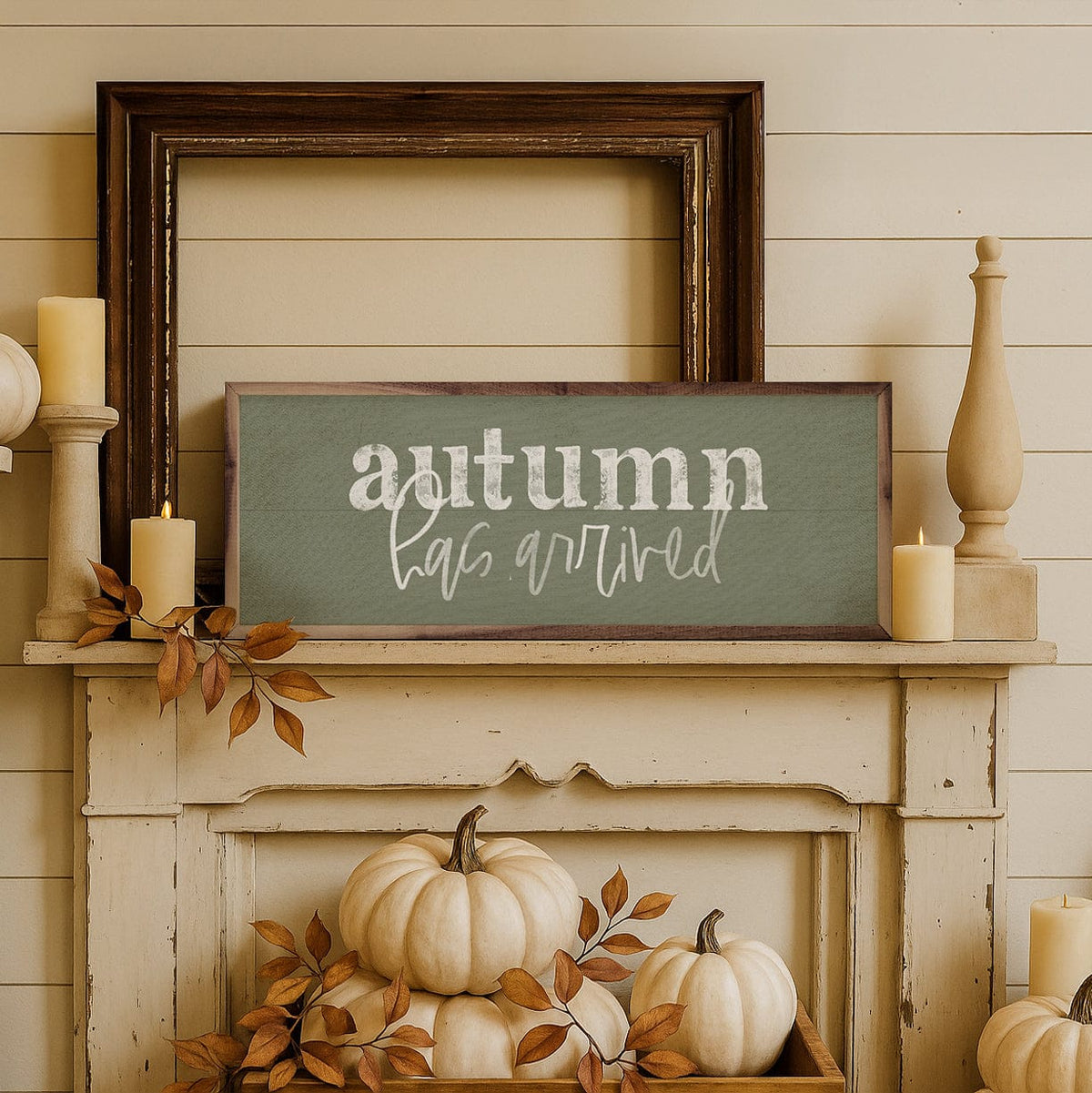 Kendrick Home Walnut Frames Autumn Has Arrived Printed and Framed Wall Sign