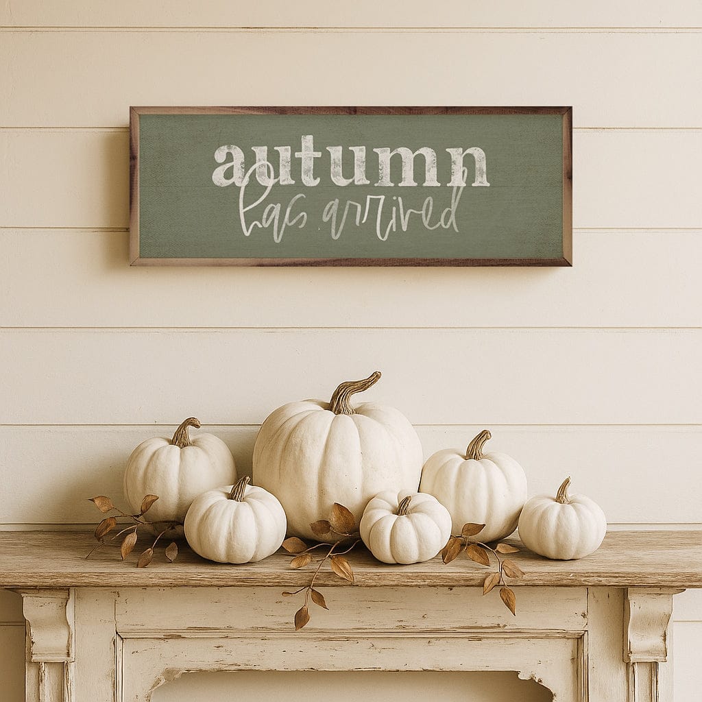 Kendrick Home Walnut Frames Autumn Has Arrived Printed and Framed Wall Sign