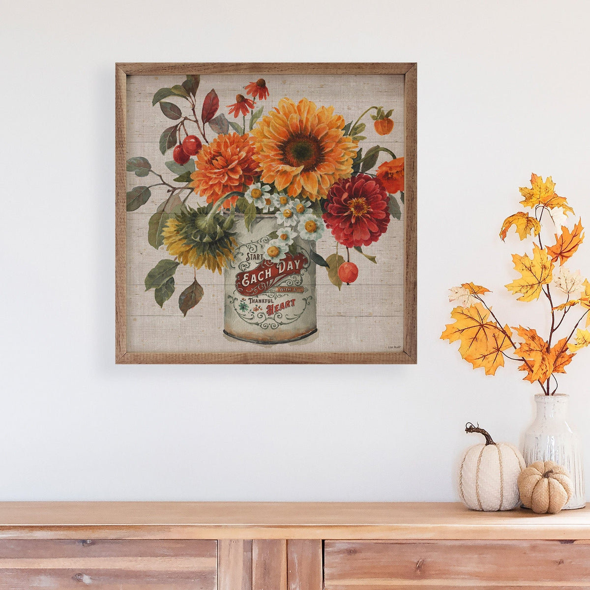 Kendrick Home Walnut Frames Autumn In Bloom III Each Day By Lisa Audit Printed and Framed Wall Sign