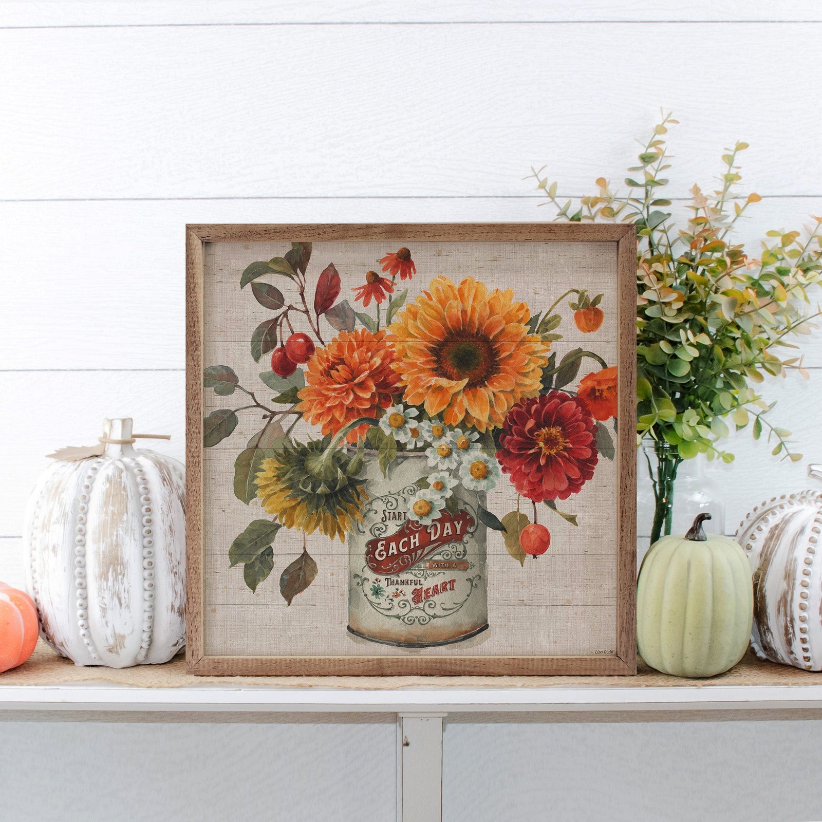 Kendrick Home Walnut Frames 4x4 Autumn In Bloom III Each Day By Lisa Audit Printed and Framed Wall Sign