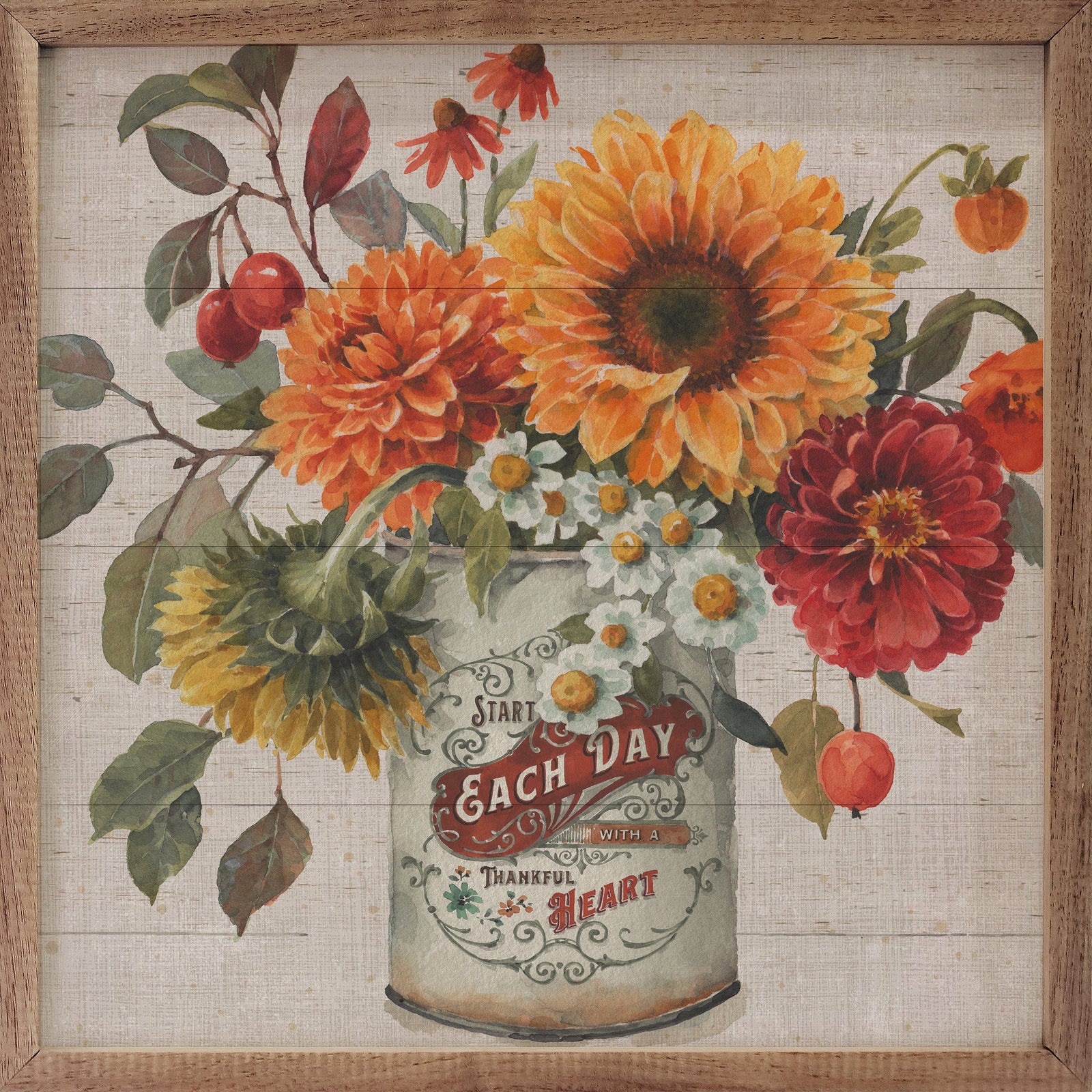 Kendrick Home Walnut Frames 4x4 Autumn In Bloom III Each Day By Lisa Audit Printed and Framed Wall Sign