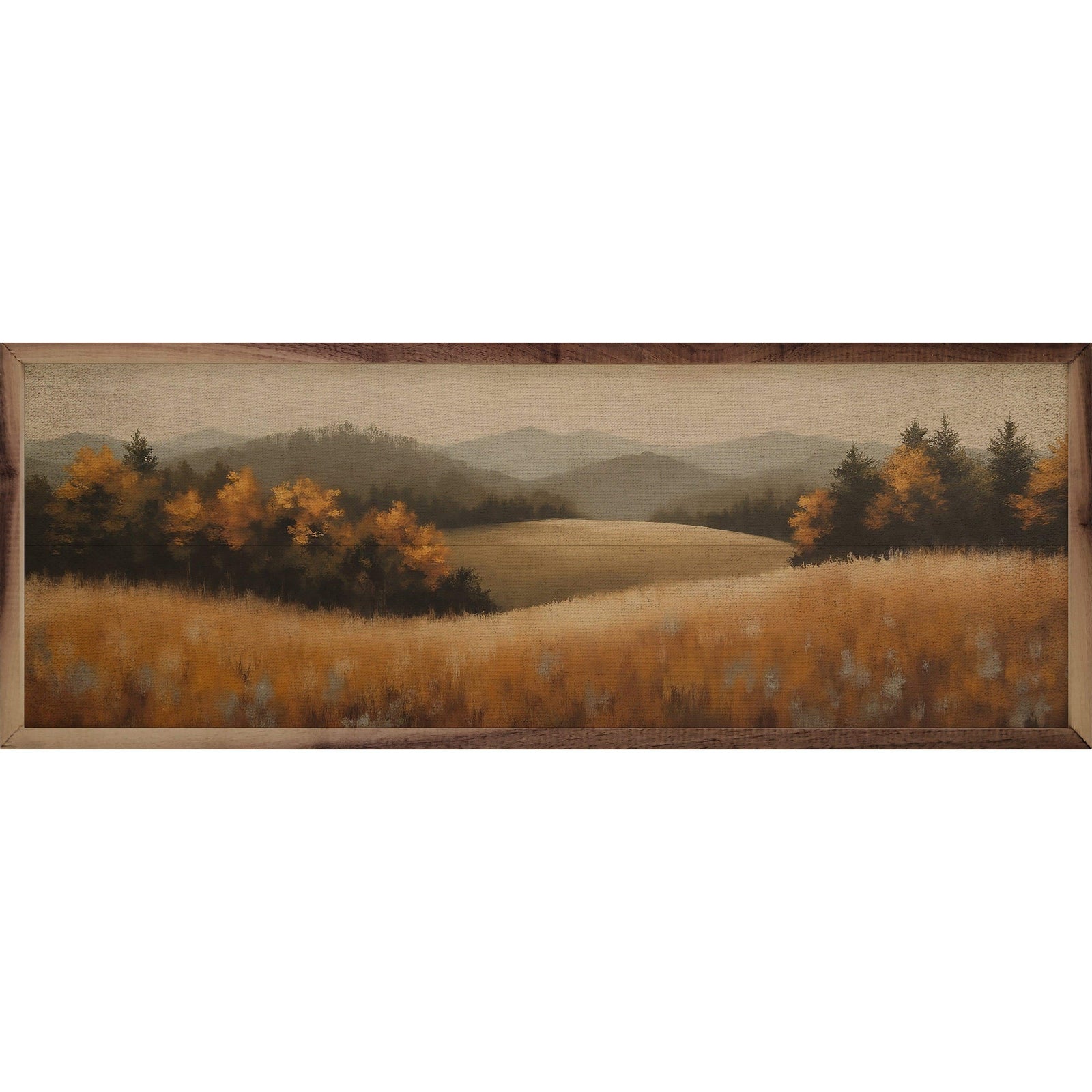 Kendrick Home Walnut Frames 12x4 Autumn Landscape Printed and Framed Wall Sign