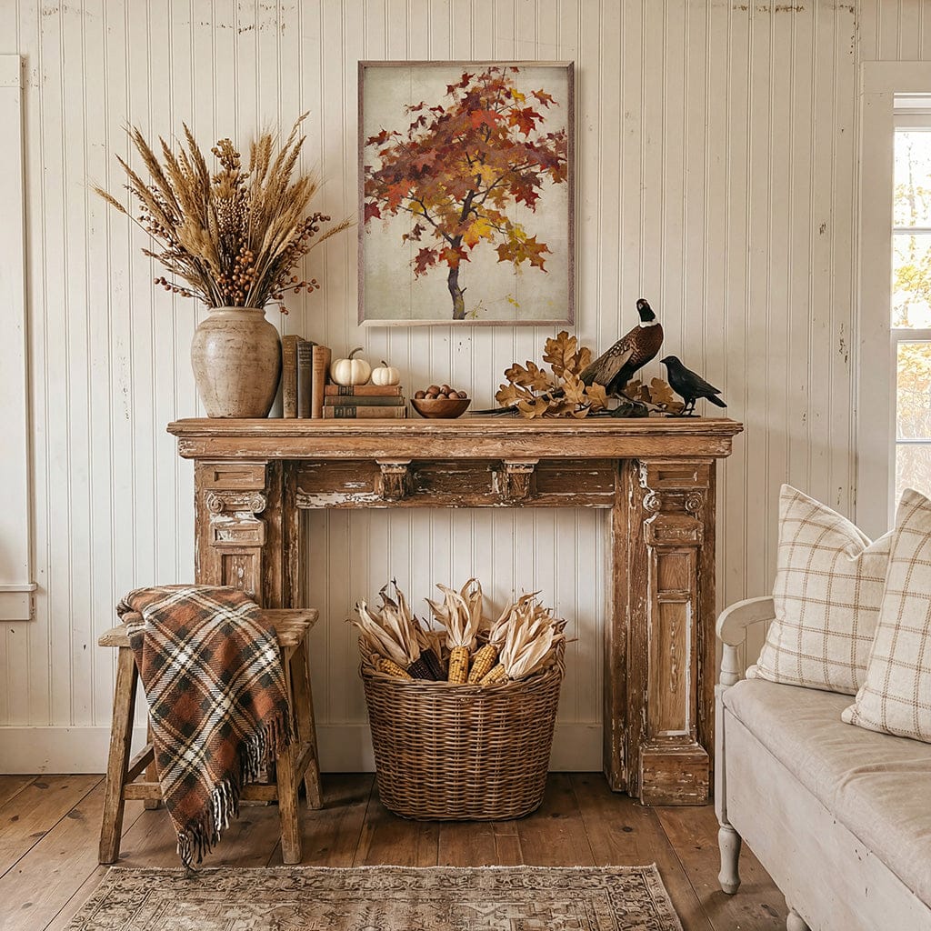 Kendrick Home Walnut Frames Autumn Maple Tree Study Printed and Framed Wall Sign