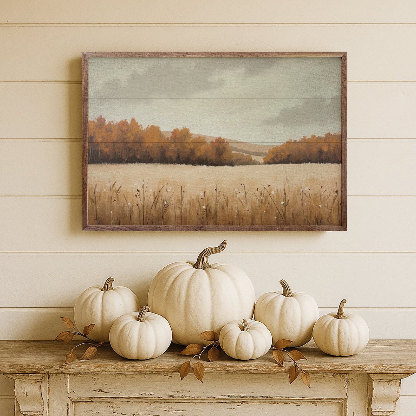 Kendrick Home Walnut Frames Autumn’s Quiet Hour Printed and Framed Wall Sign
