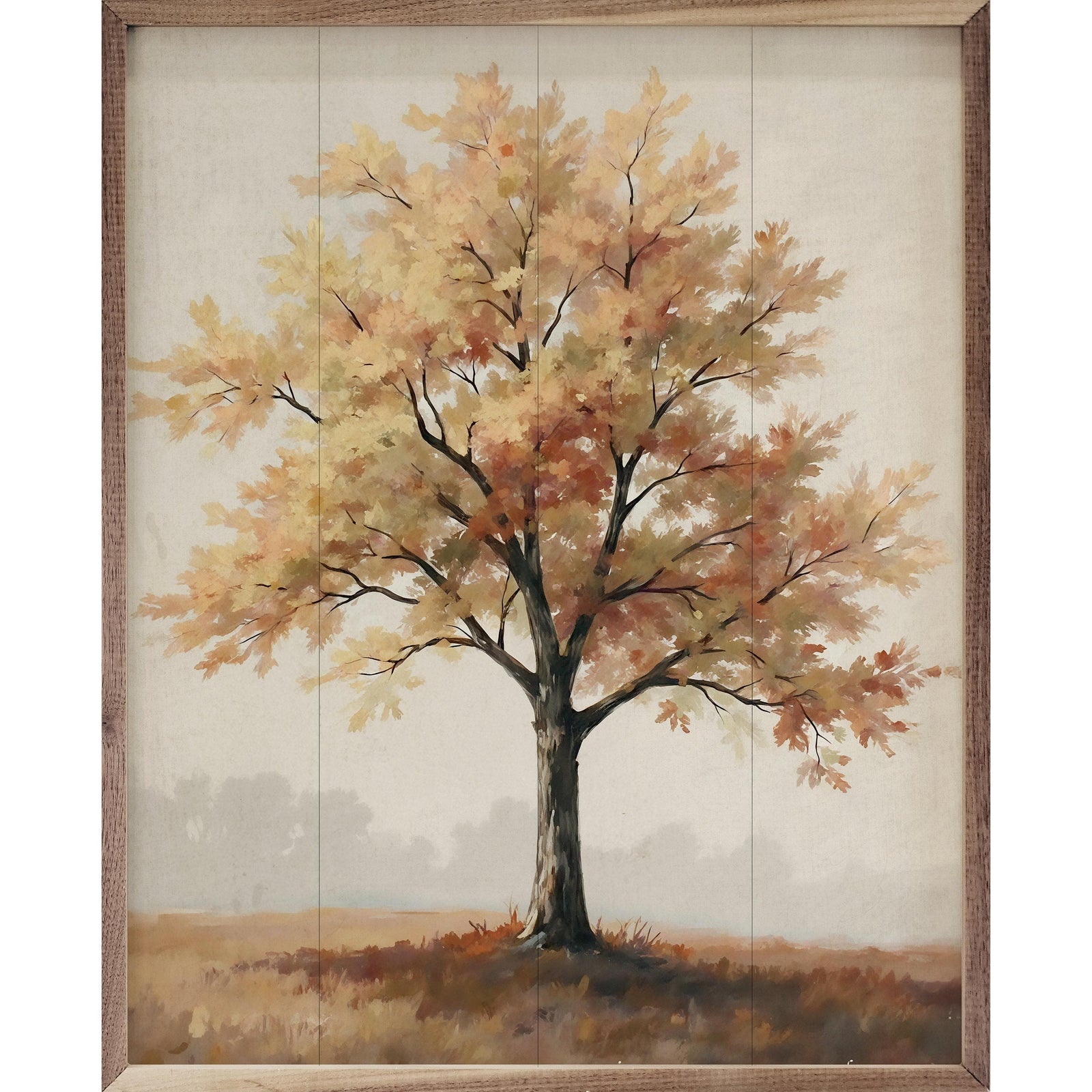 Kendrick Home Walnut Frames 8x10 Autumn Tree On Hill Printed and Framed Wall Sign