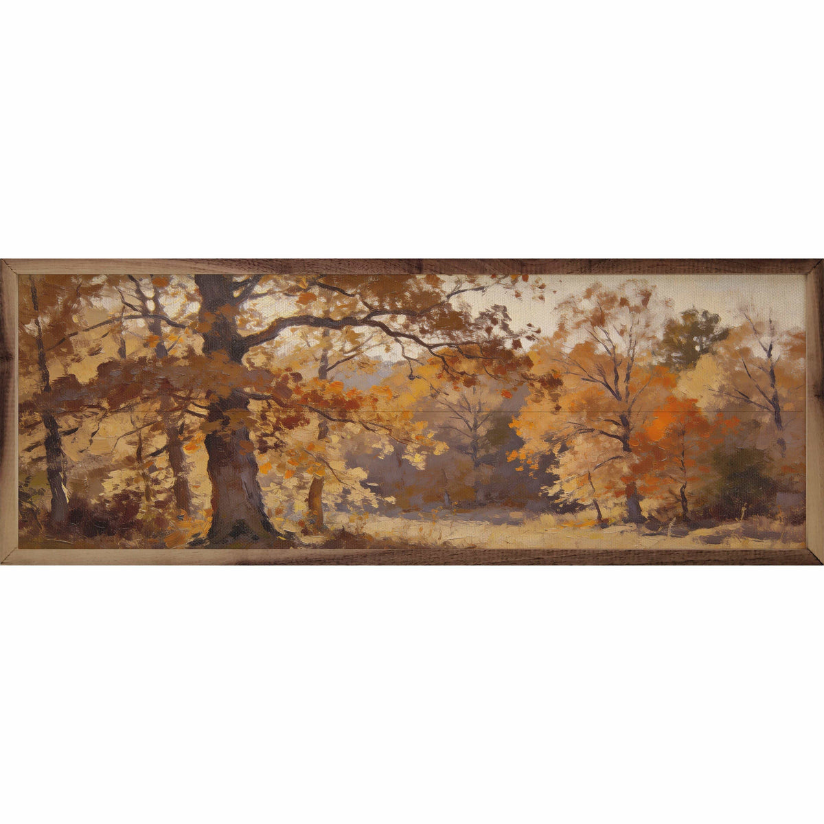 Kendrick Home Walnut Frames 12x4 Autumn Trees In Golden Light Printed and Framed Wall Sign