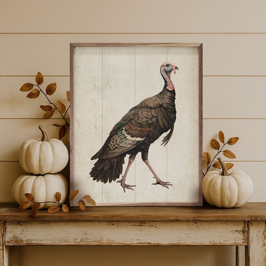 Kendrick Home Walnut Frames 8x10 Autumn Turkey Printed and Framed Wall Sign