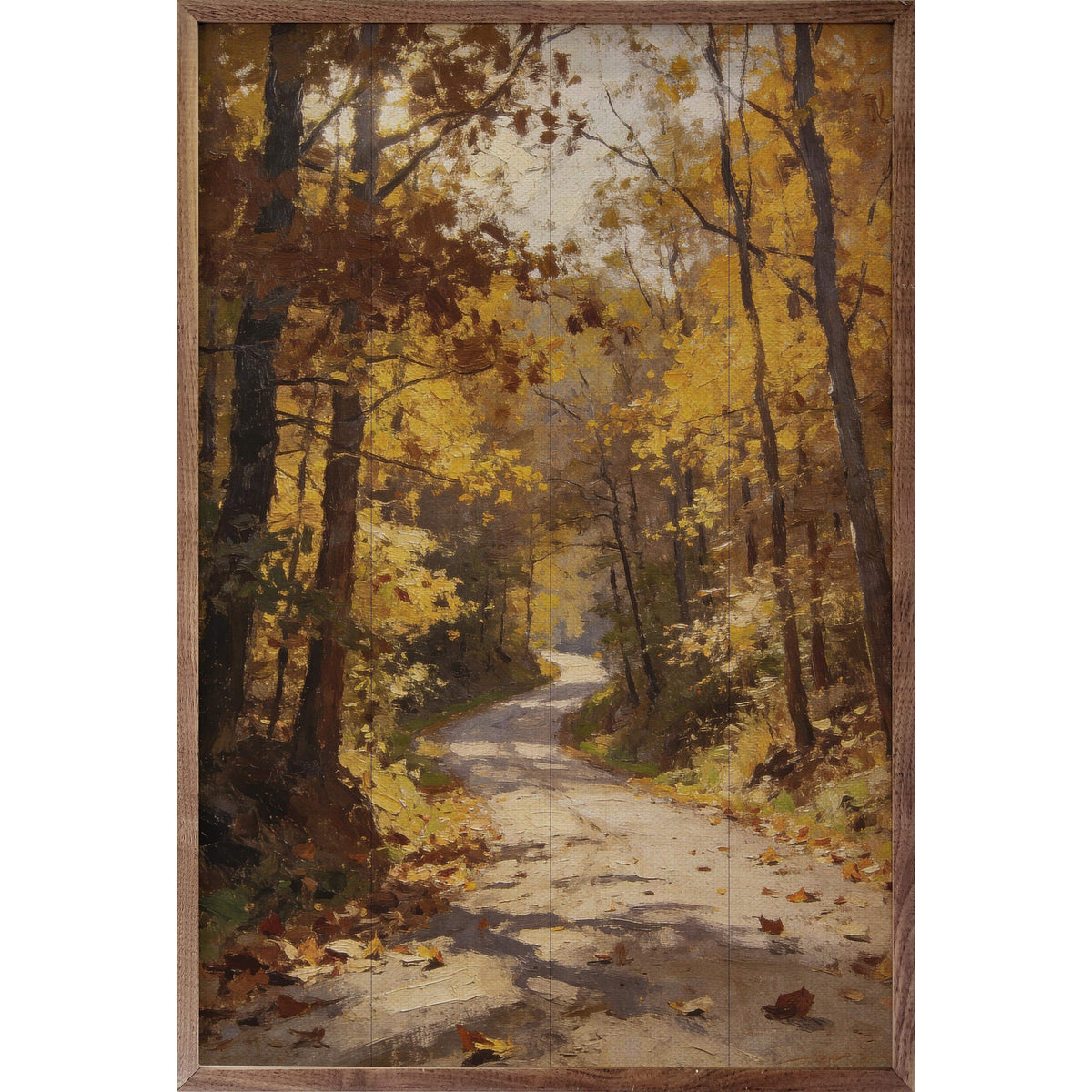 Kendrick Home Walnut Frames 5x8 Autumn Woodland Path Printed and Framed Wall Sign