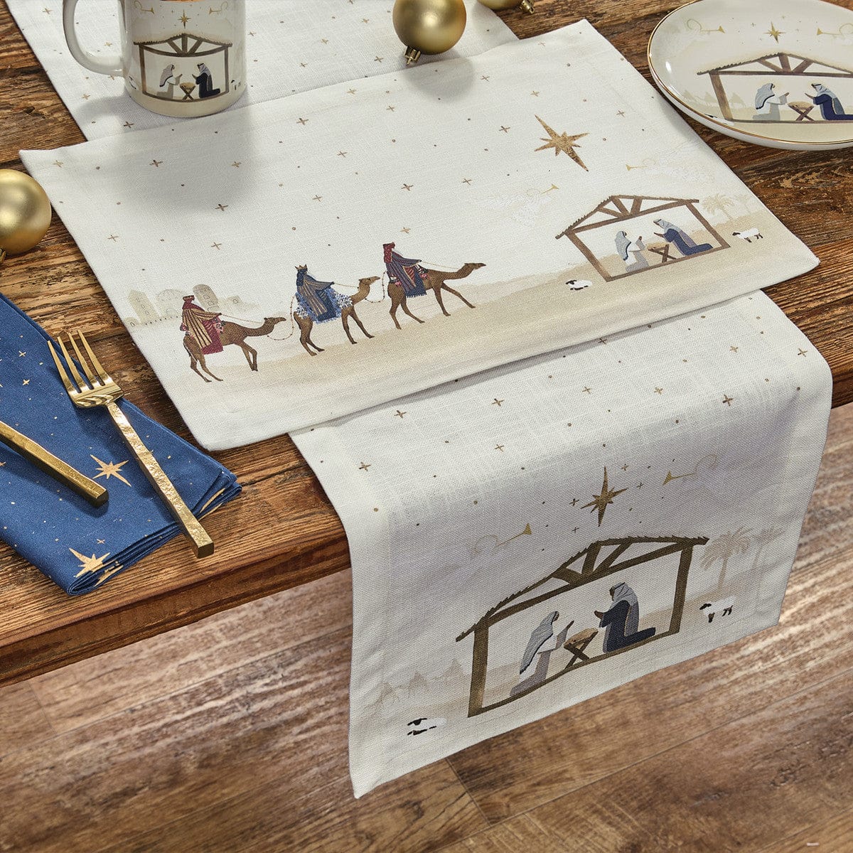 Away In A Manger Table Runner 54&quot; Long