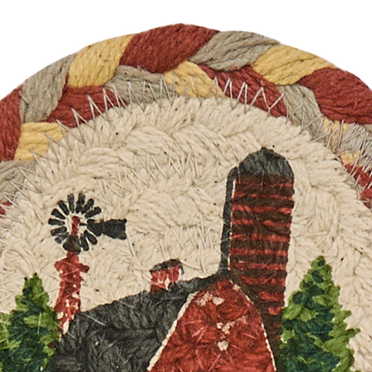 Park Designs Coaster Barn Braided & Printed Coaster Round Set of 4