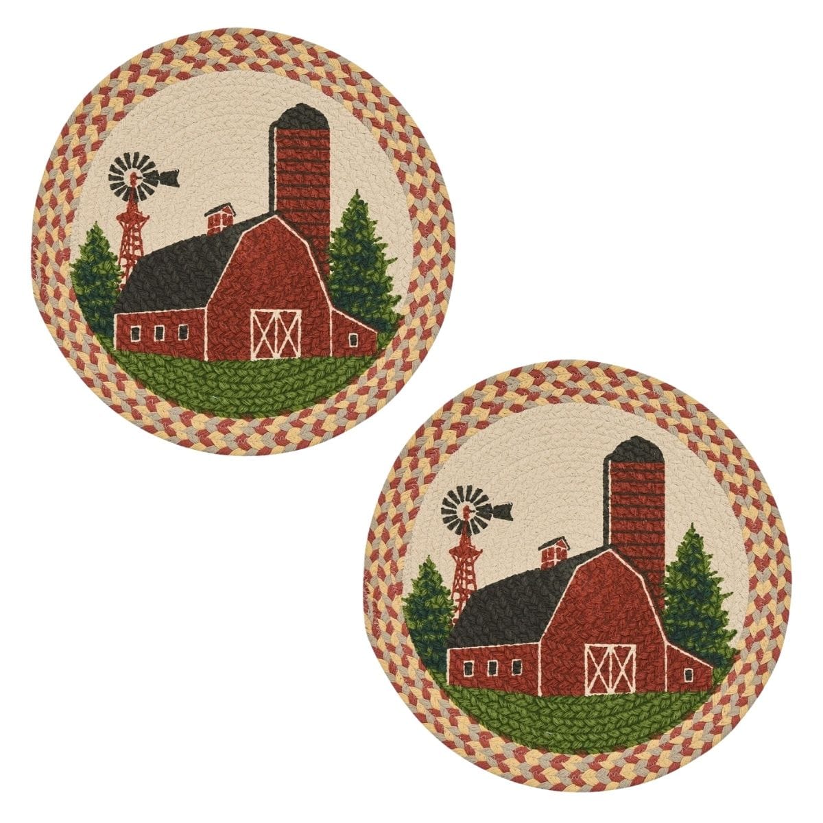 Park Designs Placemat Barn Braided & Printed Placemat Round Set of 2