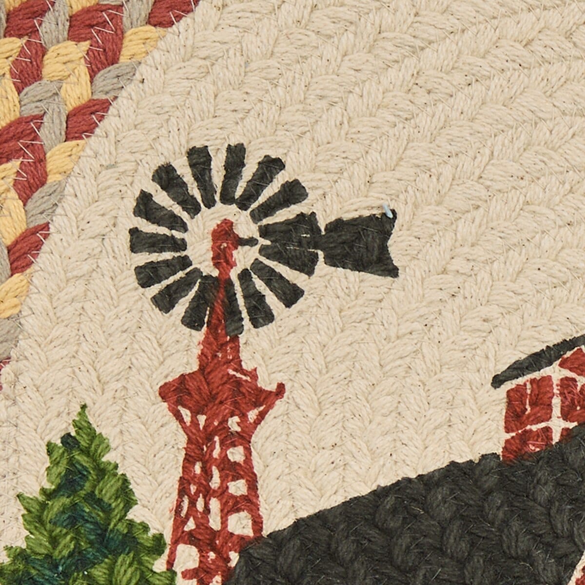Park Designs Placemat Barn Braided & Printed Placemat Round Set of 2