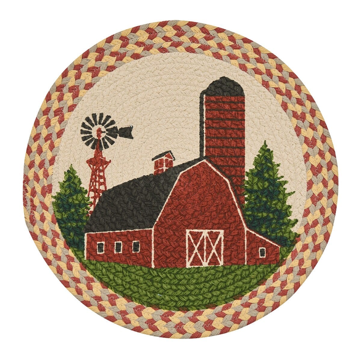 Park Designs Placemat Barn Braided & Printed Placemat Round Set of 2