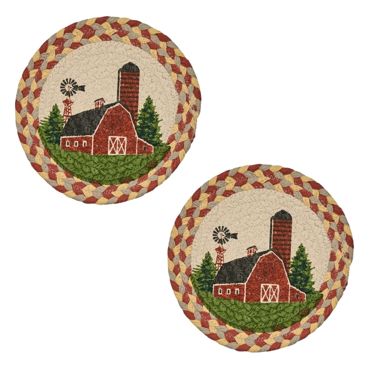 Park Designs Trivet Barn Braided & Printed Trivet 8" Diameter Round Set of 2